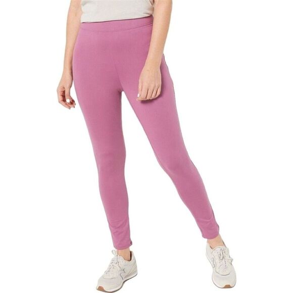 Denim & Co Leggings ~ sz 1XP Comfort Zone Jersey Pull-On Pink Berry A469391 - Picture 1 of 3